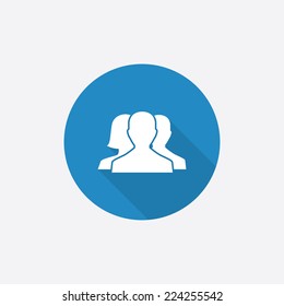 team Flat Blue Simple Icon with long shadow, isolated on white background  