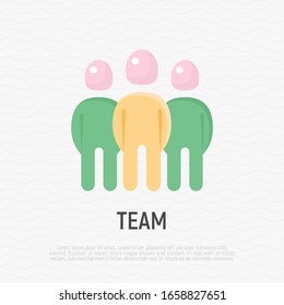 Team flat icon. Group of people with leader. Modern vector illustration.