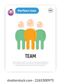 Icono plano de equipo. Grupo de personas con líder. Ilustración vectorial moderna.