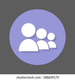 Team flat icon. Users round colorful button, People circular vector sign with shadow effect. Flat style design