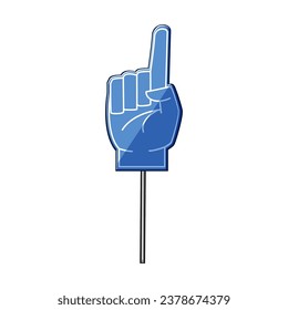 team foam fan finger cartoon. support victory, football number, glove one team foam fan finger sign. isolated symbol vector illustration