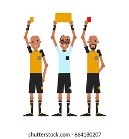 A team of football referees. Vector illustration isolated on white background.