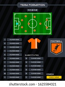 team formation info. starting eleven football templates