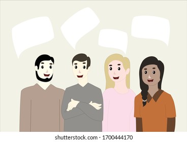 team of four people happily chatting 