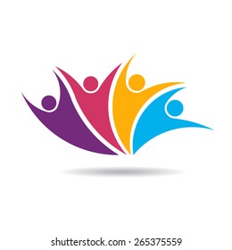 Team of Four People image. Concept of Group of People, happy team, victory
