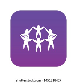 Team or friends icon digital purple for any design isolated on white vector illustration