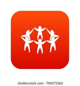 Team or friends icon digital red for any design isolated on white vector illustration
