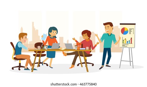 A Team Gathering For A Presentation at the office