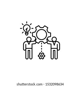 Team gear idea icon. Simple line, outline vector of team work idea icons for ui and ux, website or mobile application