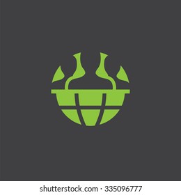 team globe cut identity template icon design element