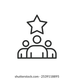 Team goal icon in line design. Team goal, collaboration, target, achievement, success, vision, motivation on white background vector. Team goal editable stroke icon