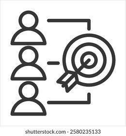 Team Goal Outline Icon Vector Illustration