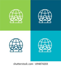 Team green and blue material color minimal icon or logo design