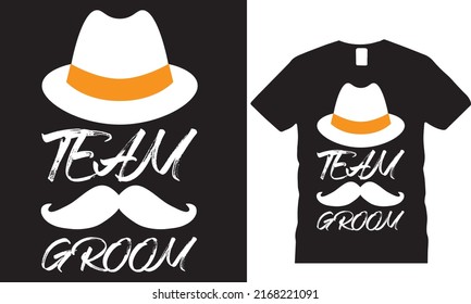 Team Groom Graphic T-shirt Desing t-shirt and poster vector design template. cap tshirt with deer, Beard, vectors. Grungy design for label, emblem, badge. Funny quote. svg