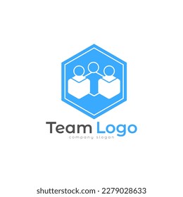 Team Group Corporate Logo Design with Polygon.
Creative Teamwork, United, Group, People, Friendship, Community, Social, Bonding, Connectivity Blue Color Icon Design Vector Template.