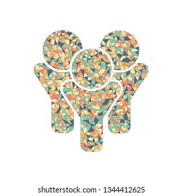 Team group icon. Colored mosaic with polygons