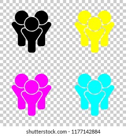 Team group icon. Colored set of cmyk icons on transparent background
