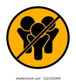 Team group icon. not allowed, black object in warning sign with orange background color