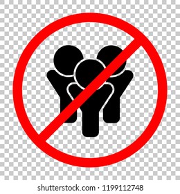 Team group icon. Not allowed, black object in red warning sign with transparent background