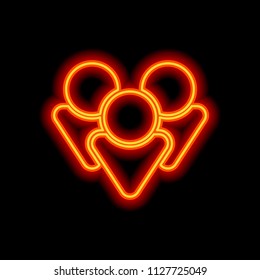 Team group icon. Orange neon style on black background. Light icon