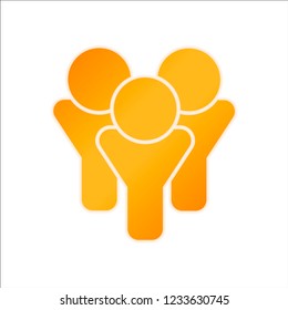 Team group icon. Orange sign with low light on white background