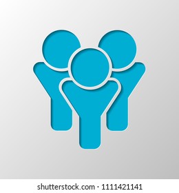Team group icon. Paper design. Cutted symbol with shadow