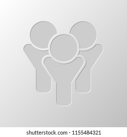 Team group icon. Paper design. Cutted symbol. Pitted style