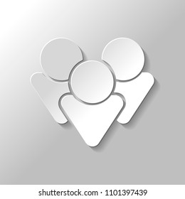 Team group icon. Paper style with shadow on gray background