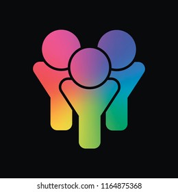 Team group icon. Rainbow color and dark background