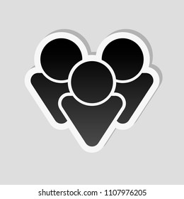 Team group icon. Sticker style with white border and simple shadow on gray background