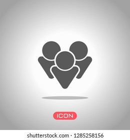 Team group icon. Icon under spotlight. Gray background