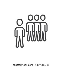 Team group leader line icon. Teamwork, staff linear style sign for mobile concept and web design. Group of people outline vector icon. Symbol, logo illustration. Vector graphics