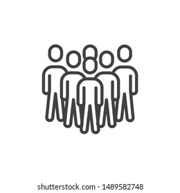 Team group leader line icon. Crowd of people linear style sign for mobile concept and web design. Staff outline vector icon. Symbol, logo illustration. Vector graphics