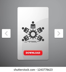 team, group, leadership, business, teamwork Glyph Icon in Carousal Pagination Slider Design & Red Download Button