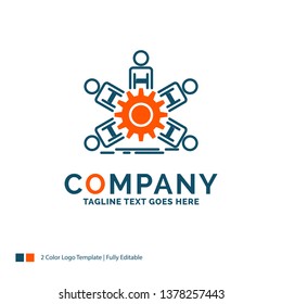 team, group, leadership, business, teamwork Logo Design. Blue and Orange Brand Name Design. Place for Tagline. Business Logo template.
