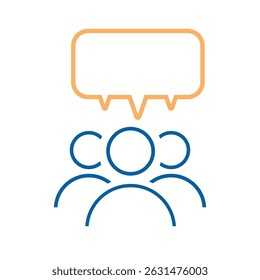 Eine Gruppe von Leuten, die mit einer Sprechblase sprechen und diskutieren. Stockillustration