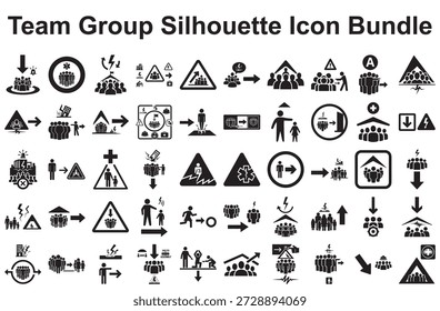 Team group silhouette icon bundle isolated on white background