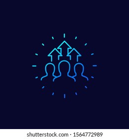 ícone crescimento e desenvolvimento de equipe, linear