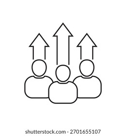 Symbol für Teamwachstum und -entwicklung auf Weiß, Liniensymbol