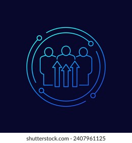 team growth icon, linear design