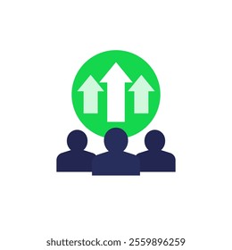 team growth icon with people, flat design