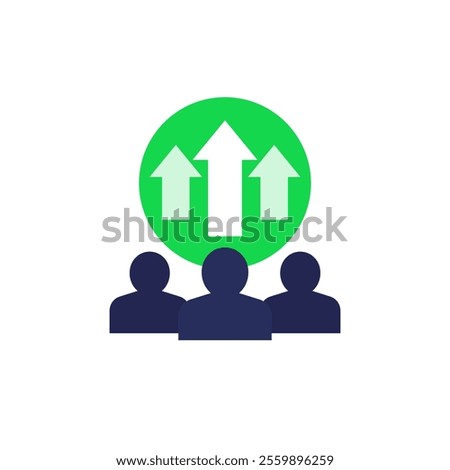 team growth icon with people, flat design