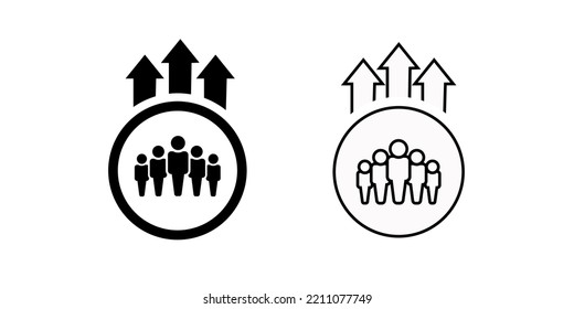 Team growth icon vector set, development illustration sign collection, popularity symbol.
