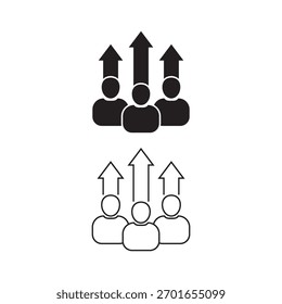 Team growth icon vector set, development illustration sign collection, popularity symbol.