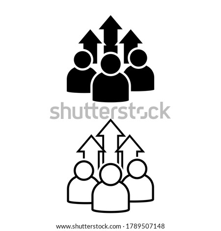 Team growth icon vector set, development illustration sign collection, popularity symbol.