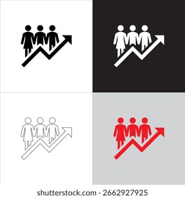 Das Symbol für das Teamwachstum steht für Fortschritt. Es zeigt Zusammenarbeit und Erfolg zusammen. Dieses Symbol hebt die Teamwork-Entwicklung deutlich hervor. Ideal für Geschäfts- und Projektvisuals.