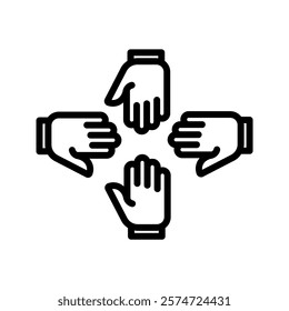 Team Hand line icon , vector, pixel perfect, illustrator file