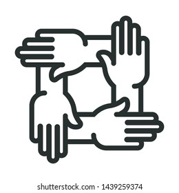 team hand - minimal line web icon. simple vector illustration. concept for infographic, website or app.