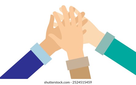 Team hands gesture. Teamwork concept. Vector illustration isolated on white.