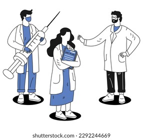 Team of healthcare professionals medical doctor with syringe